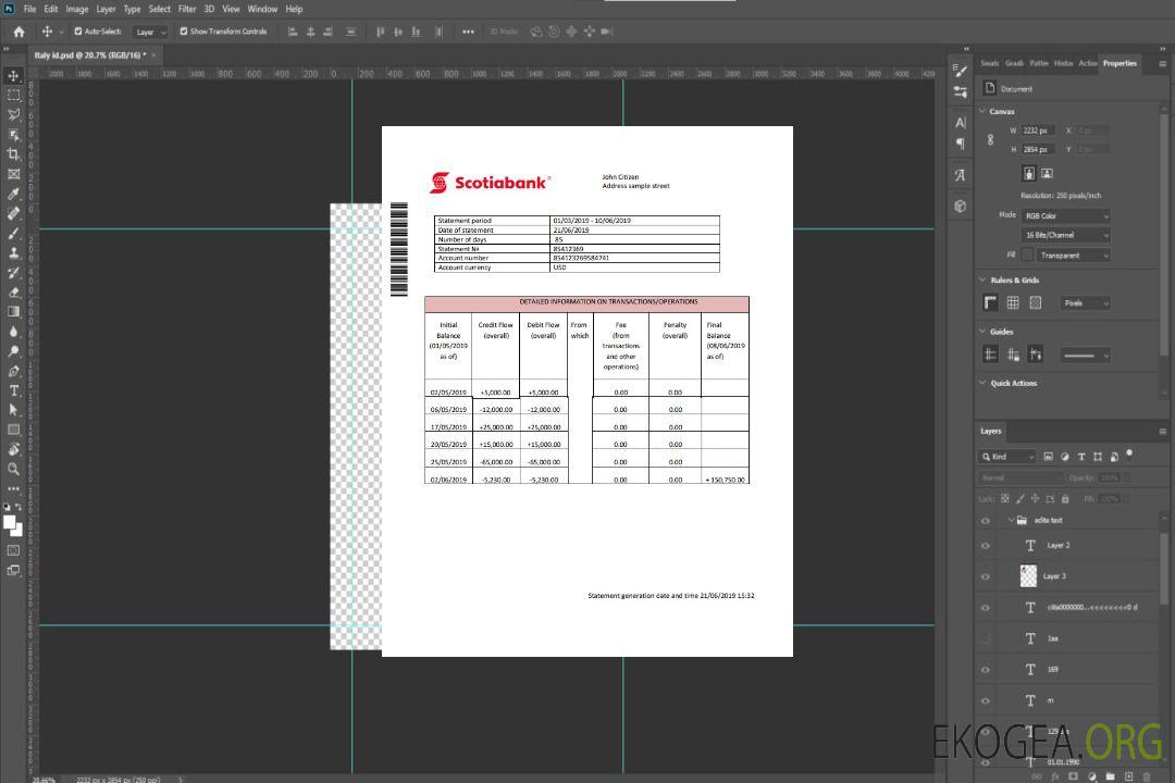 Modèle de relevé de preuve d'adresse de la Banque Scotia de Hong Kong en format Word et PDF (.doc et .pdf) template